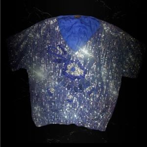 Vintage 1970s/80s 100% Pure Silk Sequin Top